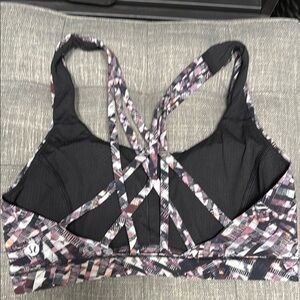 lululemon athletica Women's Strappy Sports Bra - Black and Pink